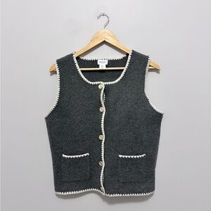 Song of Style by Aimee Song Gray Button-Up Scalloped Sweater Vest
